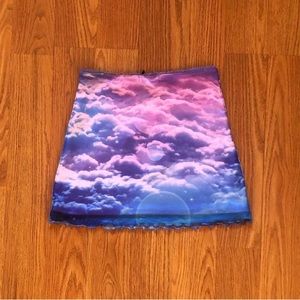 NWT Mesh Pastel Cloud Print Skirt